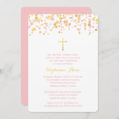 コミュニオンピンクと金ゴールド紙吹雪 招待状 (正面/裏面)