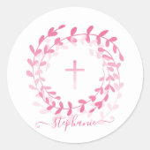 コミュニオンピンクリースとクロス ラウンドシール (正面)