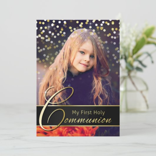 コミュニオンフォトエレガント金ゴールドタイポグラフィ招待状 招待状 (スタンド正面)