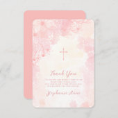 コミュニオンフラワーピンク水彩色ありがとう 招待状 (正面/裏面)