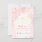 コミュニオンフラワーピンク水彩色ありがとう 招待状 (正面)