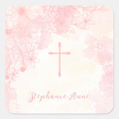 コミュニオンフラワーピンク水彩色 スクエアシール (正面)