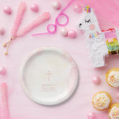 コミュニオンフラワーピンク水彩色 ペーパープレート (パーティー)