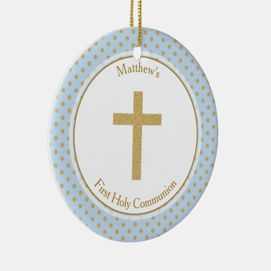 コミュニオンブルーウィズ金ゴールド水玉模様 セラミックオーナメント (右)