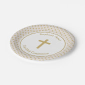 コミュニオンベージュと金ゴールド水玉模様 ペーパープレート (アングル)