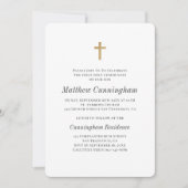 コミュニオン·ボーイ·ミニマリストと金ゴールド·クロス 招待状 (正面)