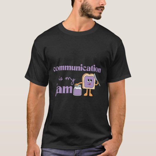 コミュニケーションは私のジャム自閉症の意識スピーチTh Tシャツ (正面)