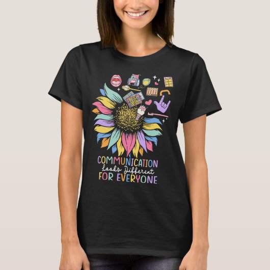 コミュニケーション違うは誰もが太陽の流れを探す Tシャツ (正面)