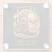 コミュニティの保護消防署バッジ ガラスコースター (裏面)