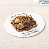 コミュニティの保護消防署バッジ ラウンドペーパーコースター (アングル)