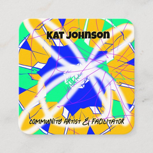コミュニティアーティストワークショップアートファシリテータカスタムー スクエア名刺 (正面)