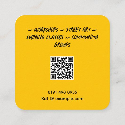 コミュニティアーティストワークショップアートファシリテータカスタムー スクエア名刺 (裏面)