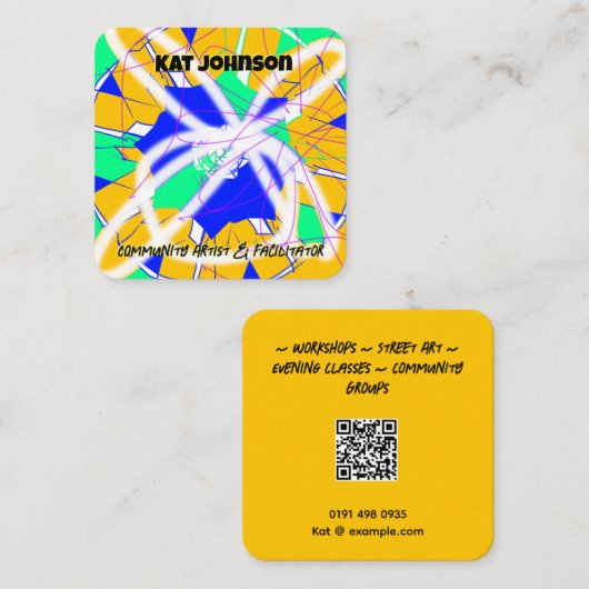 コミュニティアーティストワークショップアートファシリテータカスタムー スクエア名刺 (正面/裏面)