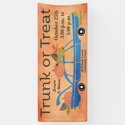 コミュニティトランクまたはトリートハロウィンロングカーイベント 横断幕 (縦)