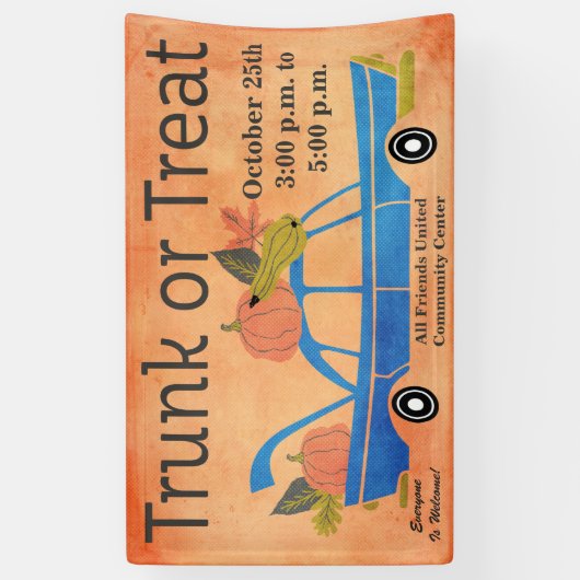 コミュニティトランクまたはトリートハロウィーンカーイベント 横断幕 (縦)