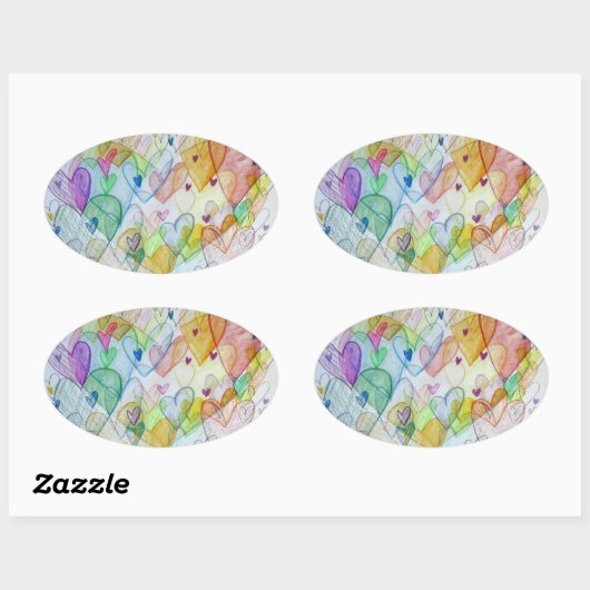 コミュニティハートラブラベルアートステッカー 楕円形シール (シート)