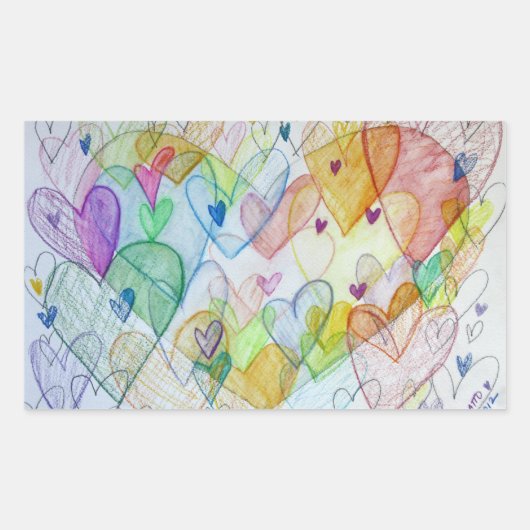 コミュニティハートラブラベルアートステッカー 長方形シール (正面)