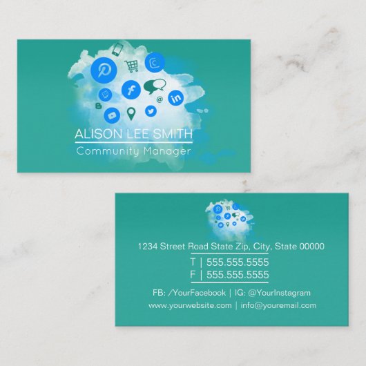 コミュニティマネージャSEM SEOソーシャルメディアの専門家 名刺 (正面/裏面)
