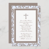 コミューニオンソフトブルーとブラウンペイズリー 招待状 (正面/裏面)