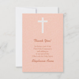 コミューニオンピーチつる植物とストライプ 招待状