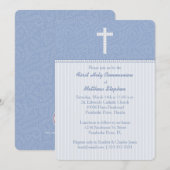 コミューニオンブルーつる植物とストライプ 招待状 (正面/裏面)