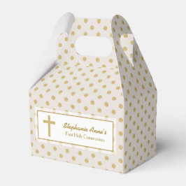 コミューニオンベージュと金ゴールド水玉模様 フェイバーボックス
