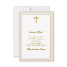 コミューニオンベージュと金ゴールド水玉模様