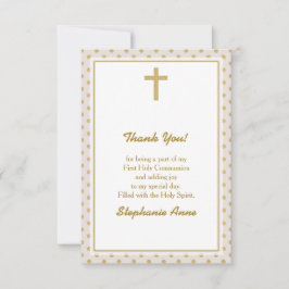 コミューニオンベージュと金ゴールド水玉模様 招待状