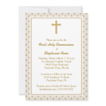 コミューニオンベージュと金ゴールド水玉模様