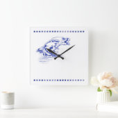 コミータオル猫トイレトイレルルック スクエア壁時計 (ホーム)