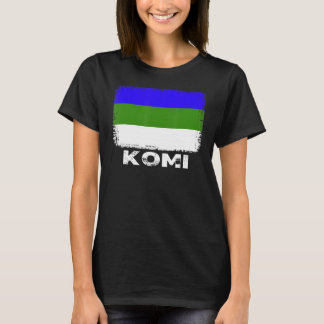 コミ国旗のサポート小米人女性男性 Tシャツ