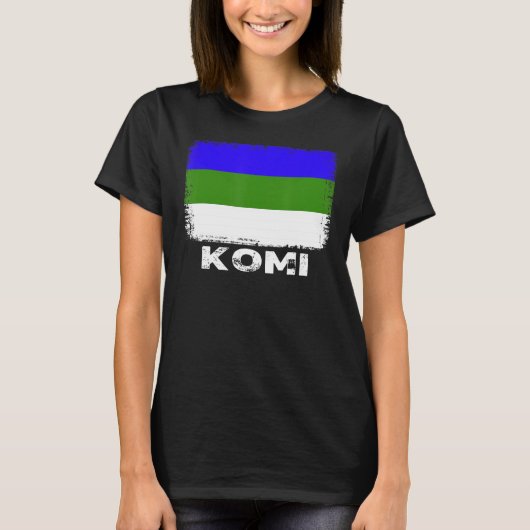 コミ国旗のサポート小米人女性男性 Tシャツ (正面)