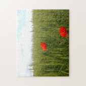 コムギ畑のポピー写真パズルとギフトボックス ジグソーパズル (縦)