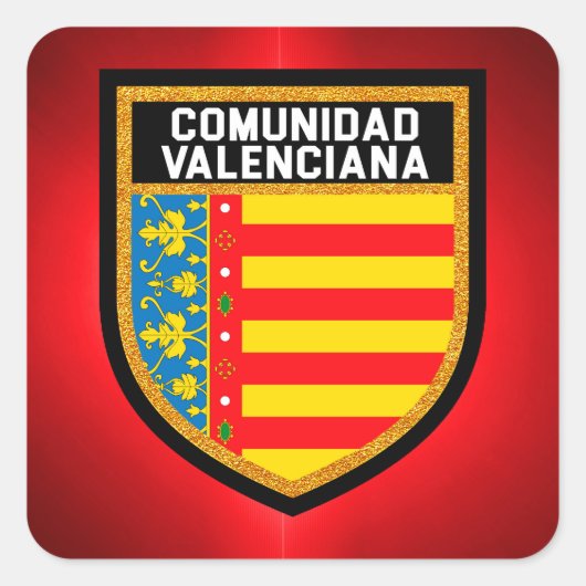 コムニダッド・バレンシアナ国旗 スクエアシール (正面)