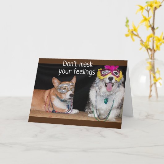 コメディアコーギーは「21」はそれほど悪くないと言う カード (黄色い花)