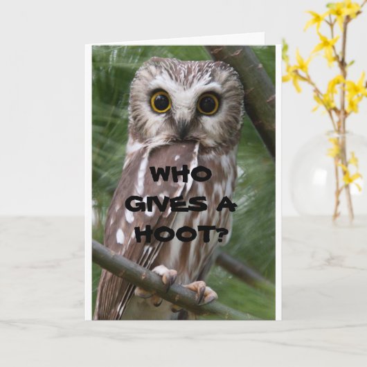 *コメディアフクロウ*誕生日**ユーモア カード (黄色い花)