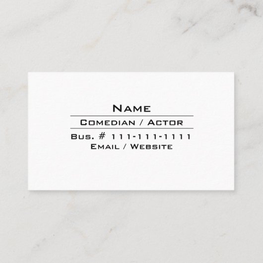 コメディアンスタンドアップ漫画エンターテイメント業界B/W 名刺 (裏面)