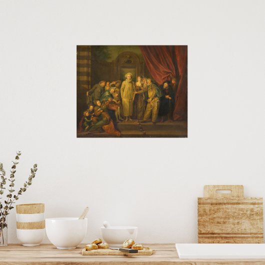 コメディイタリアンアン – アントワーヌワトーファインアート後 ポスター (キッチン)