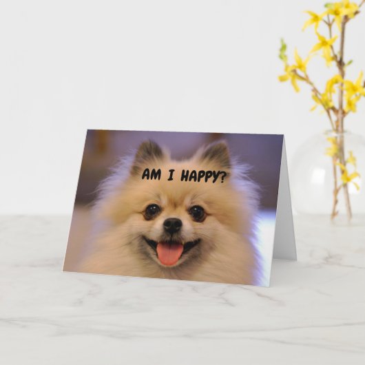 コメディックポメラニア犬HAPPY "60誕生日" カード (黄色い花)