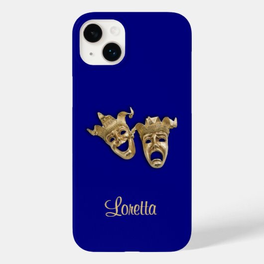 コメディーとトラジェディーのシアターモノグラム コバルトブルー Case-Mate iPhoneケース (裏面)