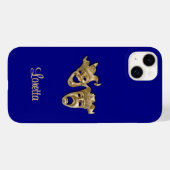 コメディーとトラジェディーのシアターモノグラム コバルトブルー Case-Mate iPhoneケース (裏面 (横))