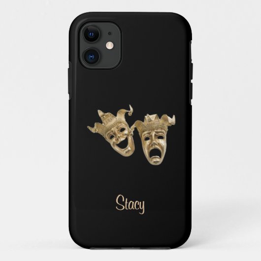 コメディーとトラジェディーのユニークな劇場モノグラム Case-Mate iPhoneケース (裏面)