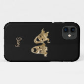 コメディーとトラジェディーのユニークな劇場モノグラム Case-Mate iPhoneケース (裏面(横))