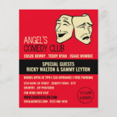 コメディーマスク, コメディアン, コメディークラブの広告 チラシ (正面)