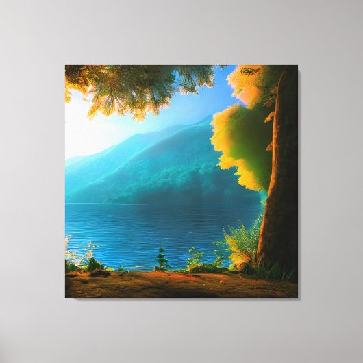 コモカラフルゴールデンアワーレイクフォレストキャンバスプリント キャンバスプリント (正面)