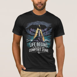 コモディティゾーン モチベーショナルクォート ティール ライトハウス Tシャツ