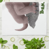 コモドドラゴンイラストレーション キッチンタオル (折り畳み)