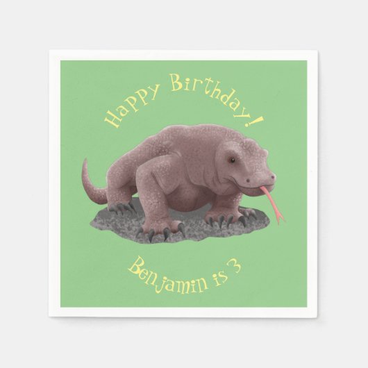 コモドドラゴンイラストレーション スタンダードカクテルナプキン (正面)