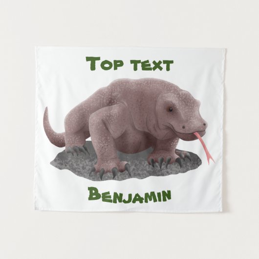 コモドドラゴンイラストレーション タペストリー (正面(横))