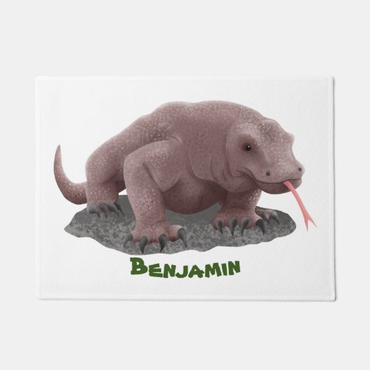 コモドドラゴンイラストレーション ドアマット (正面)